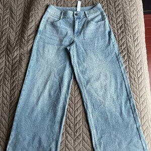 Halara Flex™ Low Rise Zipper Pockets Washed Baggy Wide Leg Casual Jeans